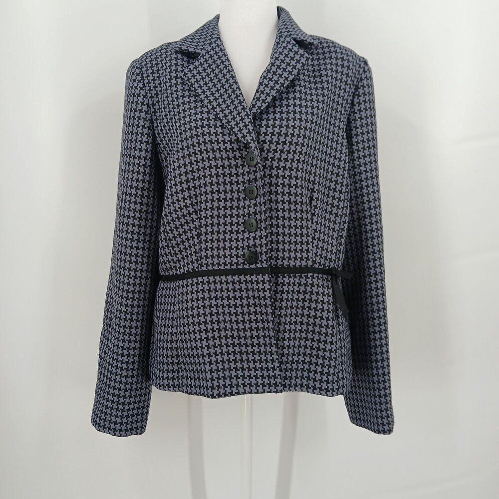 womans vintage K.C. Spencer size 12 black and grey blazer jacket teacher office